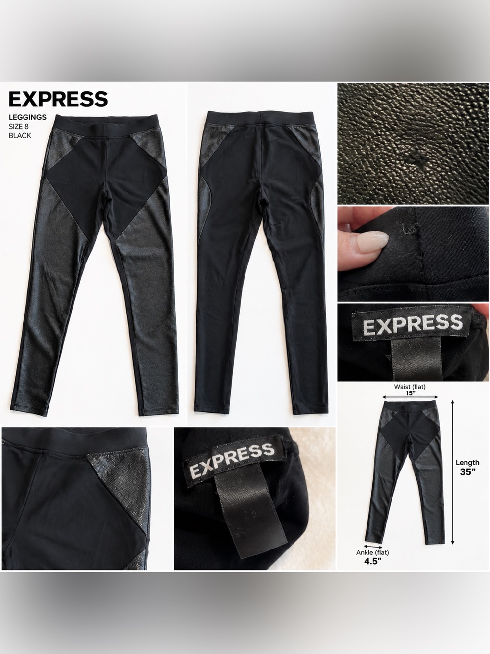 Express Faux Leather Panel Leggings Black Size M